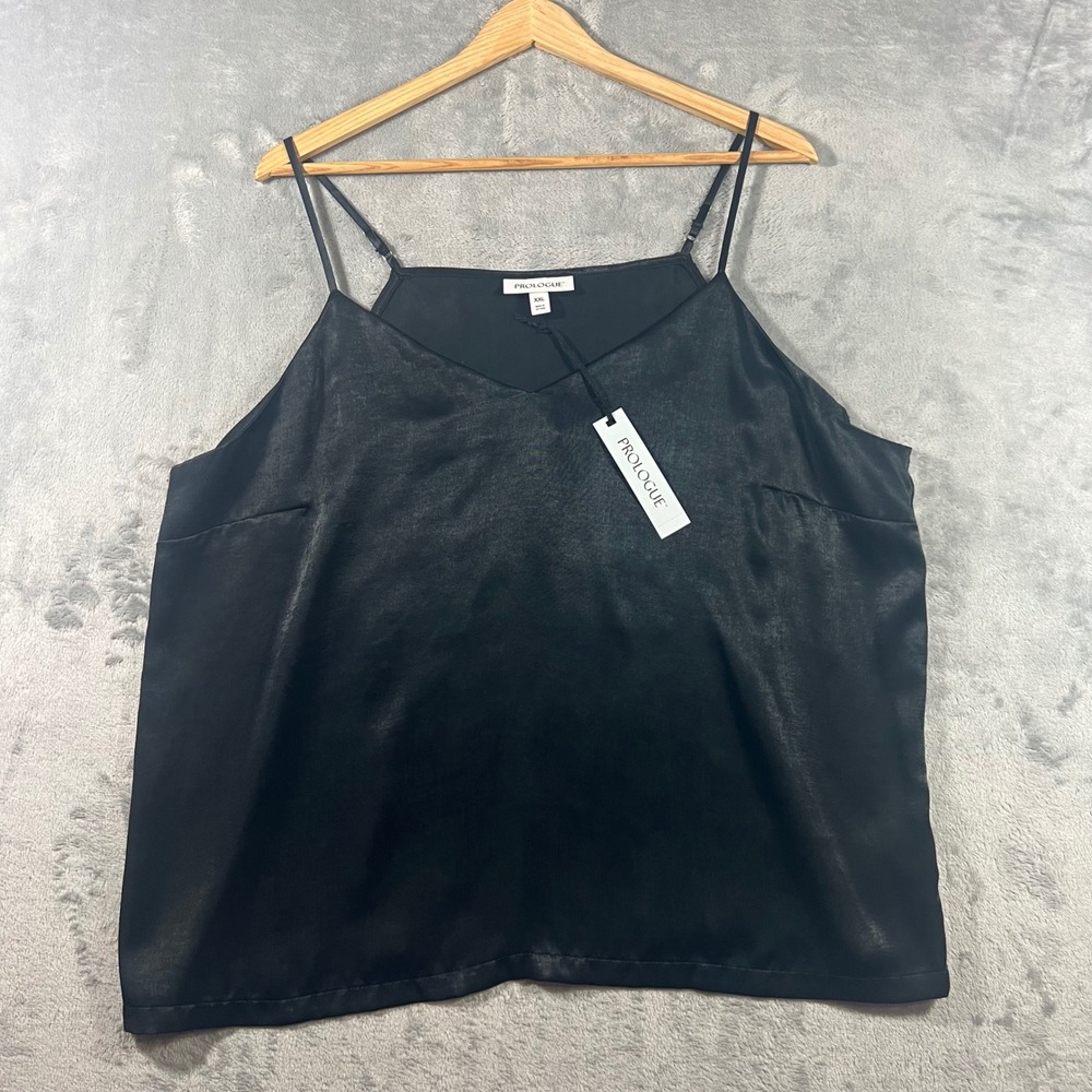 Prologue Camisole Women XXLā Black NEW Satin V-Neck Adjustable Strap Top Chic